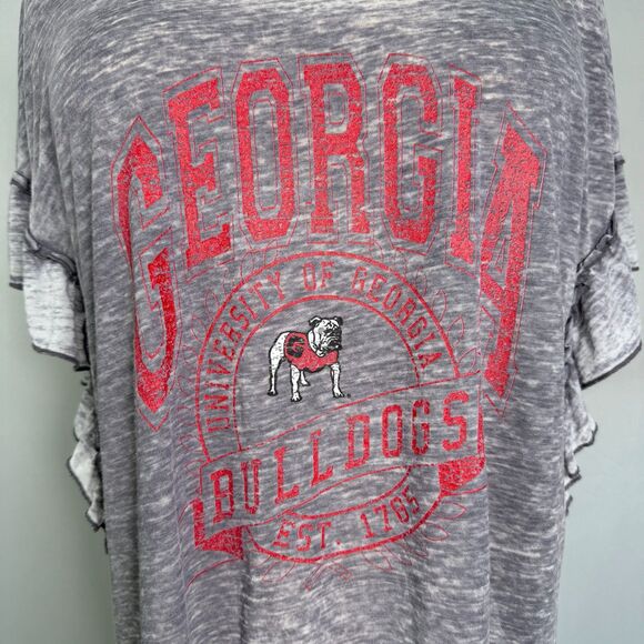 UGA Game Day Couture Women't Short Sleeve T-Shirt, Size XL, Ruffles, Gray & Red - Picture 5 of 14
